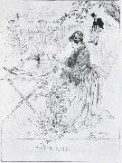 Carl Larsson Ceramics Pen and ink drawing oil painting artist